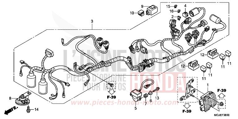 FAISCEAU DES FILS de CBF1000F ABS PEARL COOL WHITE (NHA16) 2012